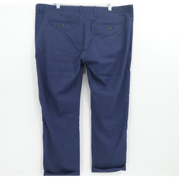 Ted Baker Pants Mens 40x27 Blue Pleated Straight Leg Business Cuffed Pleated - Picture 2 of 13